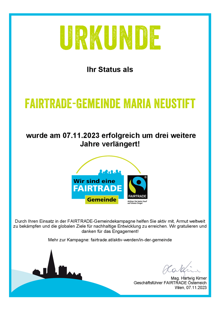 Fairtrade Urkunde